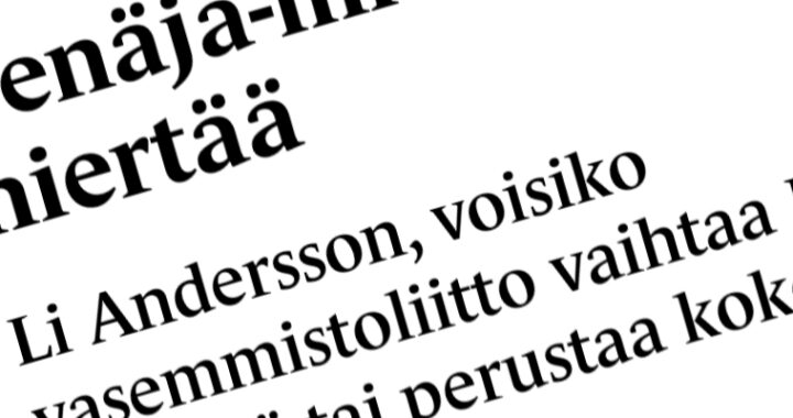 Li Andersson erottaisi sodanvastustajat europarlamentin vasemmistoryhmästä