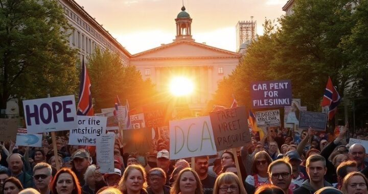 Mielenosoitus DCA-sopimusta  vastaan Helsingissä 23.2.